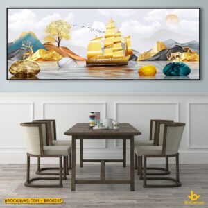 BRO6267 Tranh 3D Thuận Buồm Xuôi Gió Và Đàn Hươu
