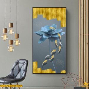 BRO6497 Tranh Hoa Sen Cá Chép Cửu Ngư 3D Nhũ Vàng