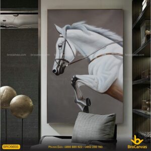 BRO6655 Tranh Canvas Ngựa Trắng Phi Nước Đại