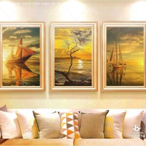Bộ Tranh Bình Minh Trên Biển Và Thuyền Buồm TT-1674