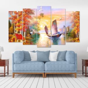 BRO5274 Tranh Canvas Thuận Buồm Xuôi Gió Sơn Dầu