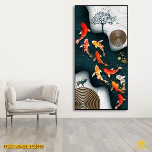 BRO5949 Tranh Treo Tường Cửu Ngư Quần Hội Hiện Đại