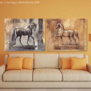 BROG3781 Tranh Vẽ 2 Chú Ngựa