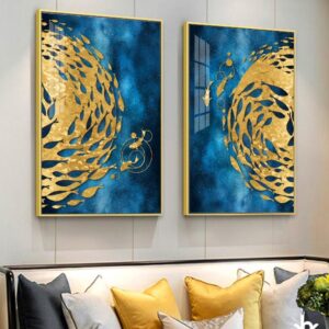 BROK3751 Tranh 2 Đàn Cá Chép Quần Hội