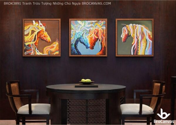 BROK3891 Tranh Trừu Tượng Những Chú Ngựa