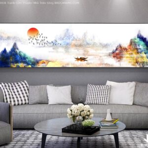 BROK3934 Tranh Con Thuyền Nhỏ Trên Sông