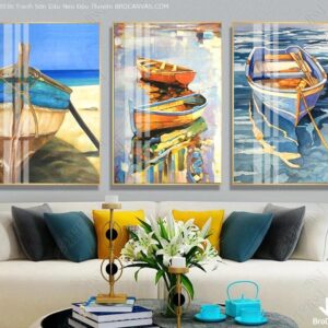 BROK3936 Tranh Sơn Dầu Neo Đậu Thuyền