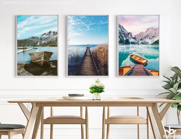 BROK3946 Tranh Cây Cầu Và Thuyền