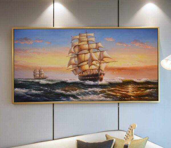 BROP4818 Tranh Canvas Thuận Buồm Xuôi Gió Sơn Dầu Đẹp Nhất