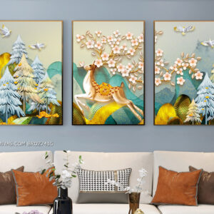 BROZ7415 Tranh Canvas Nghệ Thuật Chú Hươu Mùa Xuân