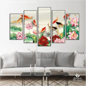 Tranh Ghép Cửu Ngư Quần Hội 5 Tấm TT-1517
