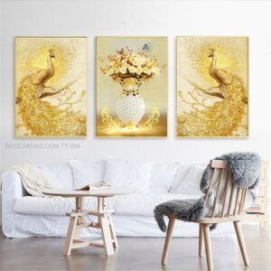 Bộ Ba Tranh “Cặp Công Vàng” TT-084 | Brocanvas.com