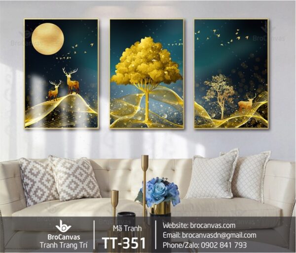 TT-351 Tranh canvas 3d Chú Hươu Dưới Đêm
