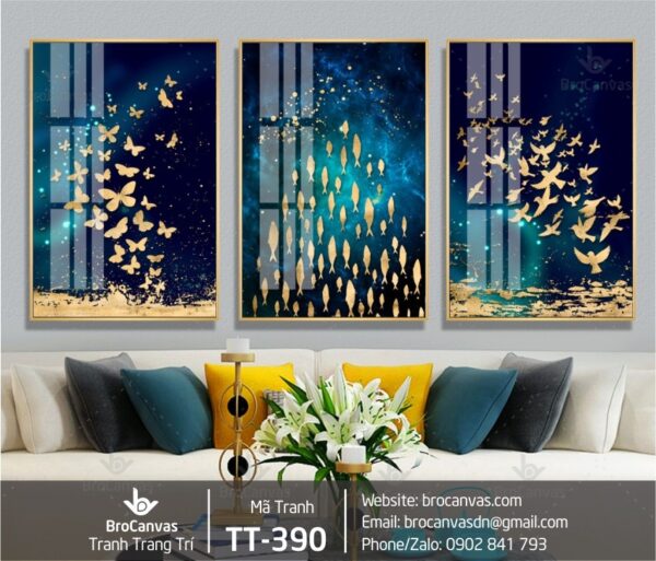 TT-390 Tranh 3D Cánh Bướm – Cá Chép – Chim Én