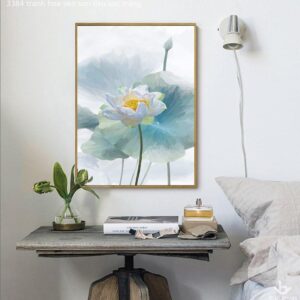 Tranh Hoa Sen Đơn Sắc Trắng BRO3384