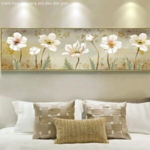 Tranh Hoa Cúc Trắng Sơn Dầu Đơn Giản BRO3432