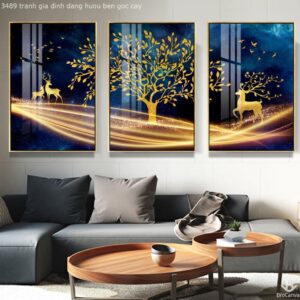 Tranh Gia Đình Đàn Hươu Bên Gốc Cây BRO3489