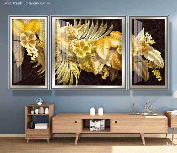 Tranh 3D Lá Cây Rực Rỡ BRO3491
