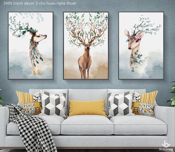Tranh Decor 3 Chú Hươu Nghệ Thuật BRO3495
