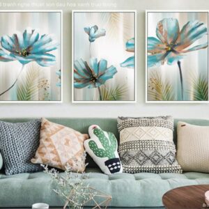 Tranh Nghệ Thuật Sơn Dầu Hoa Xanh Trừu Tượng BRO3508