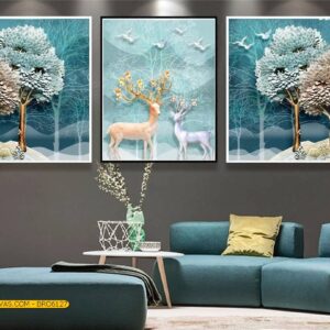 BRO6127 Bộ tranh trang trí hươu nai màu sắc hài hòa