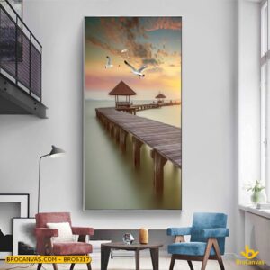 BRO6317 Tranh Phong Cảnh Hoàng Hôn Trên Biển