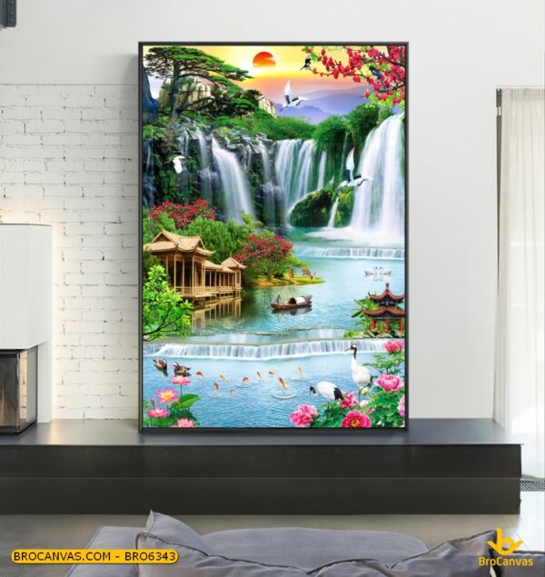 BRO6343 Tranh Treo Tường Sơn Thủy Khổ Lớn Phong Cảnh Thiên Nhiên Đẹp