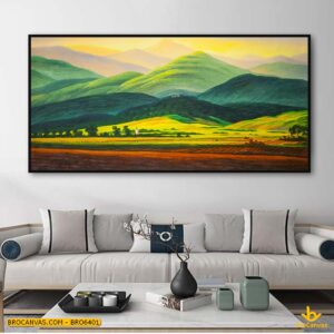 BRO6401 Tranh Phong Cảnh Thung Lũng Xanh Và Cánh Đồng Sơn Dầu In Canvas