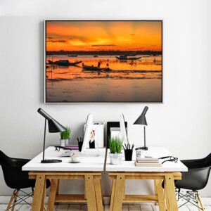 BRO6428 Tranh Cảnh Hoàng Hôn Đầm Quảng Lợi Tam Giang Huế