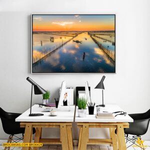 BRO6429 Tranh Canvas Phong Cảnh ngư dân trên đầm Sam ở phá Tam Giang, Huế, Việt Nam
