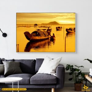 BRO6432 Tranh Cảnh Đầm Câu Hai Thành Phố Huế Lúc Hoàng Hôn