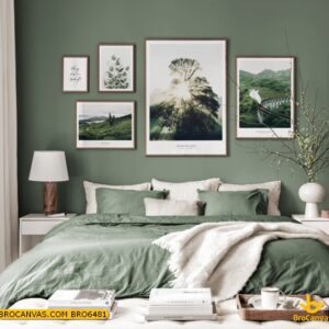 BRO6481 Tranh Phong Cảnh Rừng Cây Ghép 5 Tấm Decor
