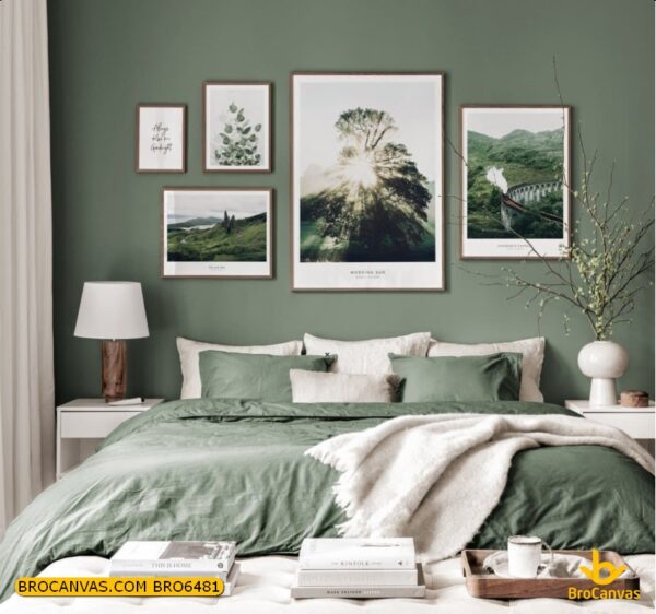 BRO6481 Tranh Phong Cảnh Rừng Cây Ghép 5 Tấm Decor
