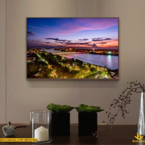 BRO6540 Tranh Phong Cảnh Huế Sông Hương Cầu Tràng Tiền Về Đêm