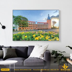 BRO6554 Tranh Cảnh Trường Cao Đẳng Sư Phạm Cổ Kính Đà Lạt