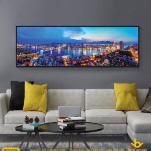 BRO6556 Tranh Phong Cảnh Đà Nẵng Về Đêm Toàn Cảnh Thành Phố