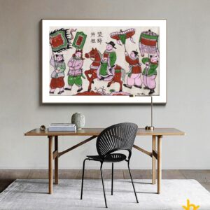 BRO6569 Tranh Vinh Quy Bái Tổ Đông Hồ In Canvas