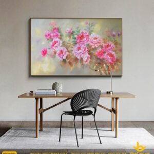 BRO6593 Tranh Cành Hoa Mẫu Đơn Sơn Dầu Mới Nhất Trang Trí Treo Tường In Canvas