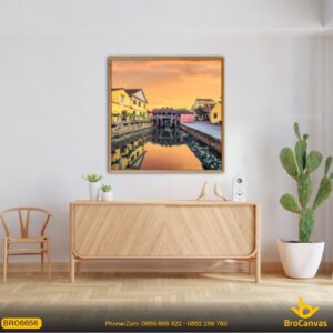 BRO6656 Tranh Phong Cảnh Chùa Cầu Hội An Trong Nắng Chiều