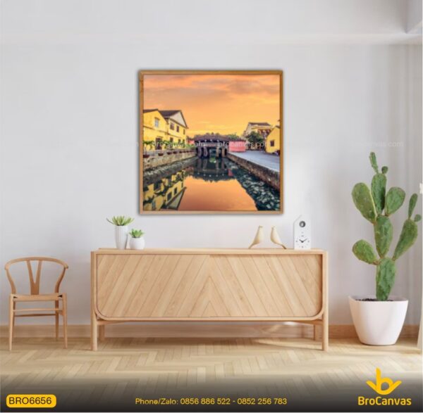 BRO6656 Tranh Phong Cảnh Chùa Cầu Hội An Trong Nắng Chiều