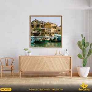 BRO6657 Tranh Phong Cảnh Những Chiếc Ghe Trên Sông Hoài