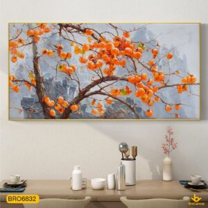Tranh Cành Hồng Nặng Trĩu Sơn Dầu In Canvas Đẹp Treo Phòng Khách BRO6832