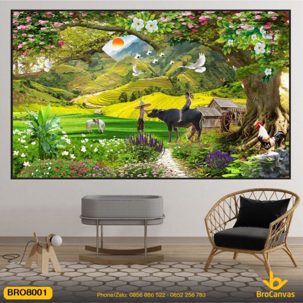 Tranh Canvas Sơn Thủy Chú Tiểu Và Con Trâu BRO8001