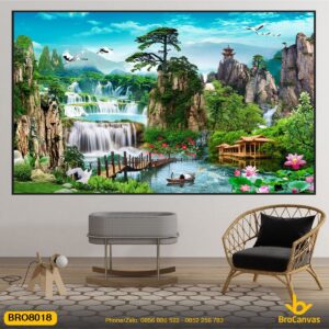 Tranh Canvas Sơn Thủy Treo Tường Phòng Khách Đẹp BRO8018