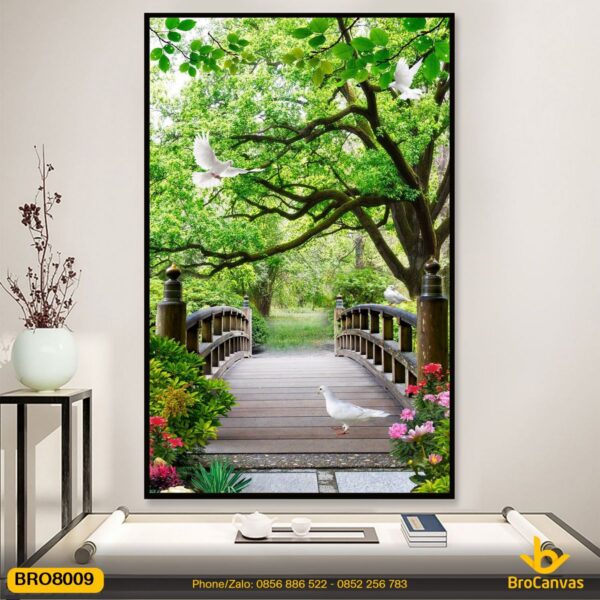 Tranh Cây Cầu Bắt Qua Rừng Cây In Canvas BRO8009