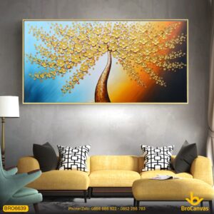 Tranh In Canvas Hoa Mai Sơn Dầu Nghệ Thuật Sắc Nét BRO6639