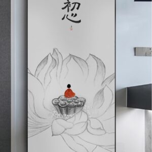 Tranh Phật Pháo Chú Tiểu Thiền Trên Đóa Sen BRO6067