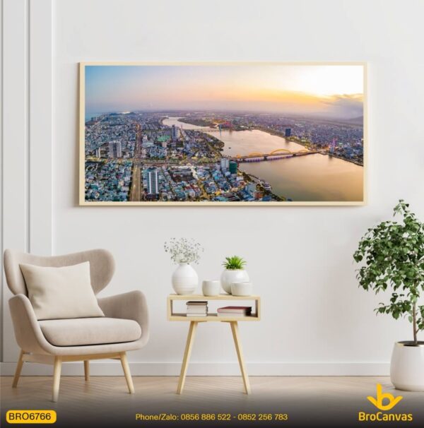 Tranh Phong Cảnh Đà Nẵng Từ Trên Cao Hướng Ngược Dòng Sồng Hàn BRO6766
