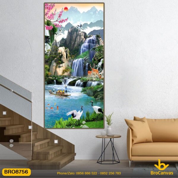 Tranh Phong Cảnh Sơn Thủy Hữu Tình Thác Nước Đẹp BRO8756