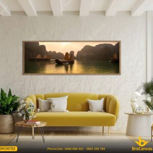 Tranh Phong Cảnh Vịnh Hạ Long Hoàng Hôn Nhẹ Nhàng BRO6753